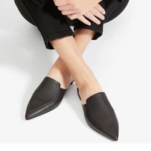 Everlane Boss Mules Black Pebbled Leather
